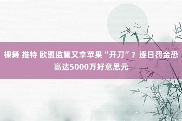 裸舞 推特 欧盟监管又拿苹果“开刀”？逐日罚金恐高达5000万好意思元