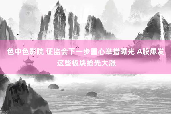 色中色影院 证监会下一步重心举措曝光 A股爆发 这些板块抢先大涨