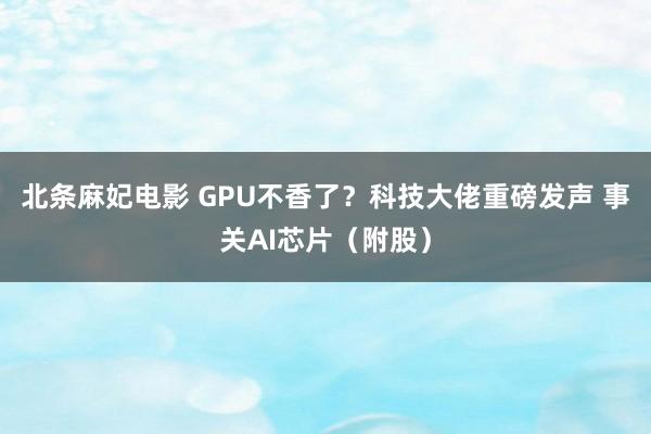 北条麻妃电影 GPU不香了？科技大佬重磅发声 事关AI芯片（附股）