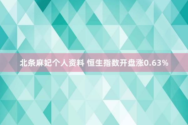 北条麻妃个人资料 恒生指数开盘涨0.63%