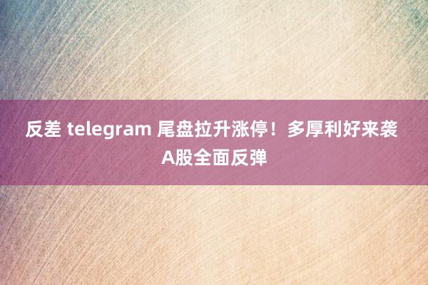 反差 telegram 尾盘拉升涨停！多厚利好来袭 A股全面反弹